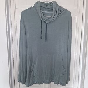 Emirates Cozy Lightweight Sage Cowl Neck Tunic Top